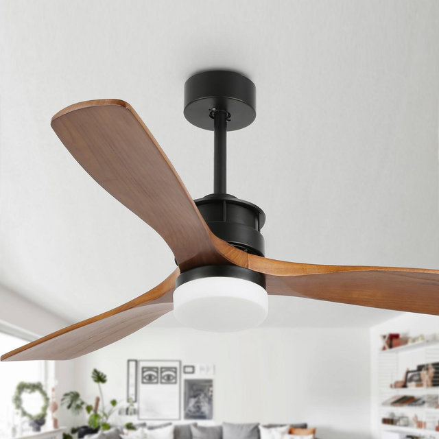 Bella Depot 52" Solid Wood Ceiling Fan with Dimmable Light and Remote 6-speed Reversible