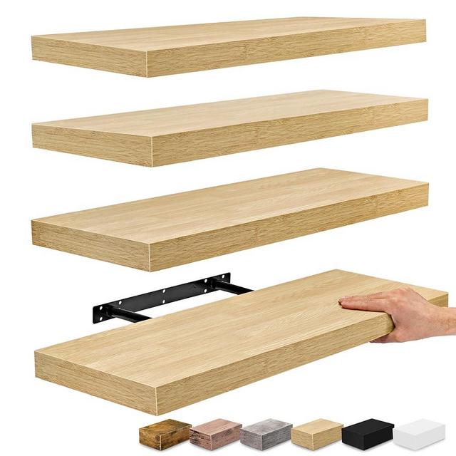 Sorbus Floating Shelves, Wall Shelves for Bedroom, Kitchen, Living Room, Bathroom Shelves Over The Toilet, Home Decor, Farmhouse Style, 24 x 9 Inch Wall Mounted Floating Shelves for Wall (4 Pack)