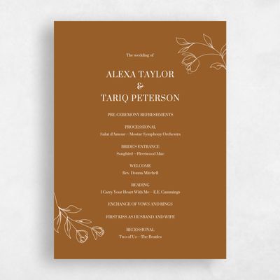 Dark Ochre, Brown Wedding Program - Maywood