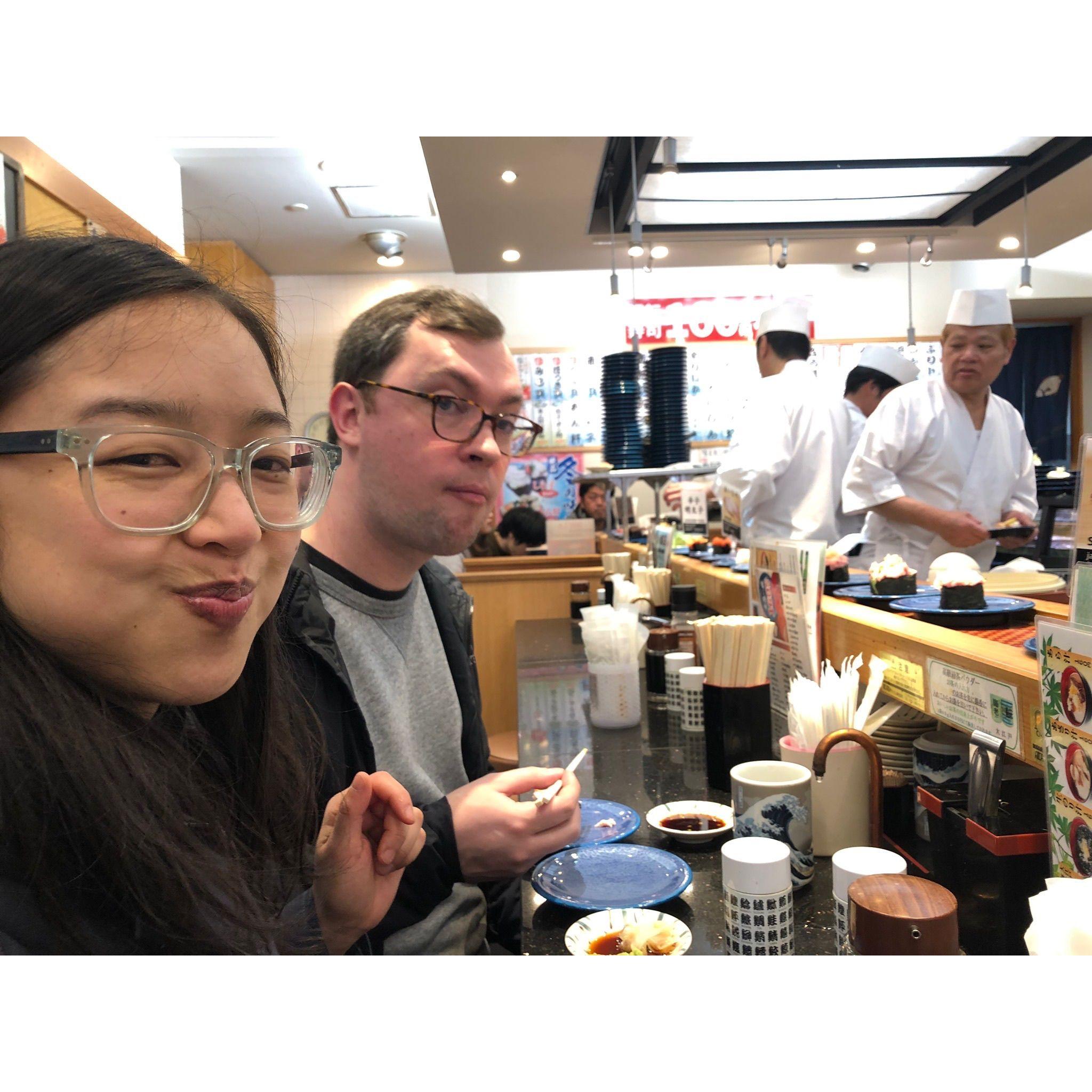 Sushi counter in Tokyo