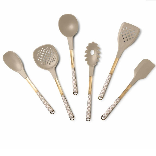 Mocha Check Kitchen Utensils
