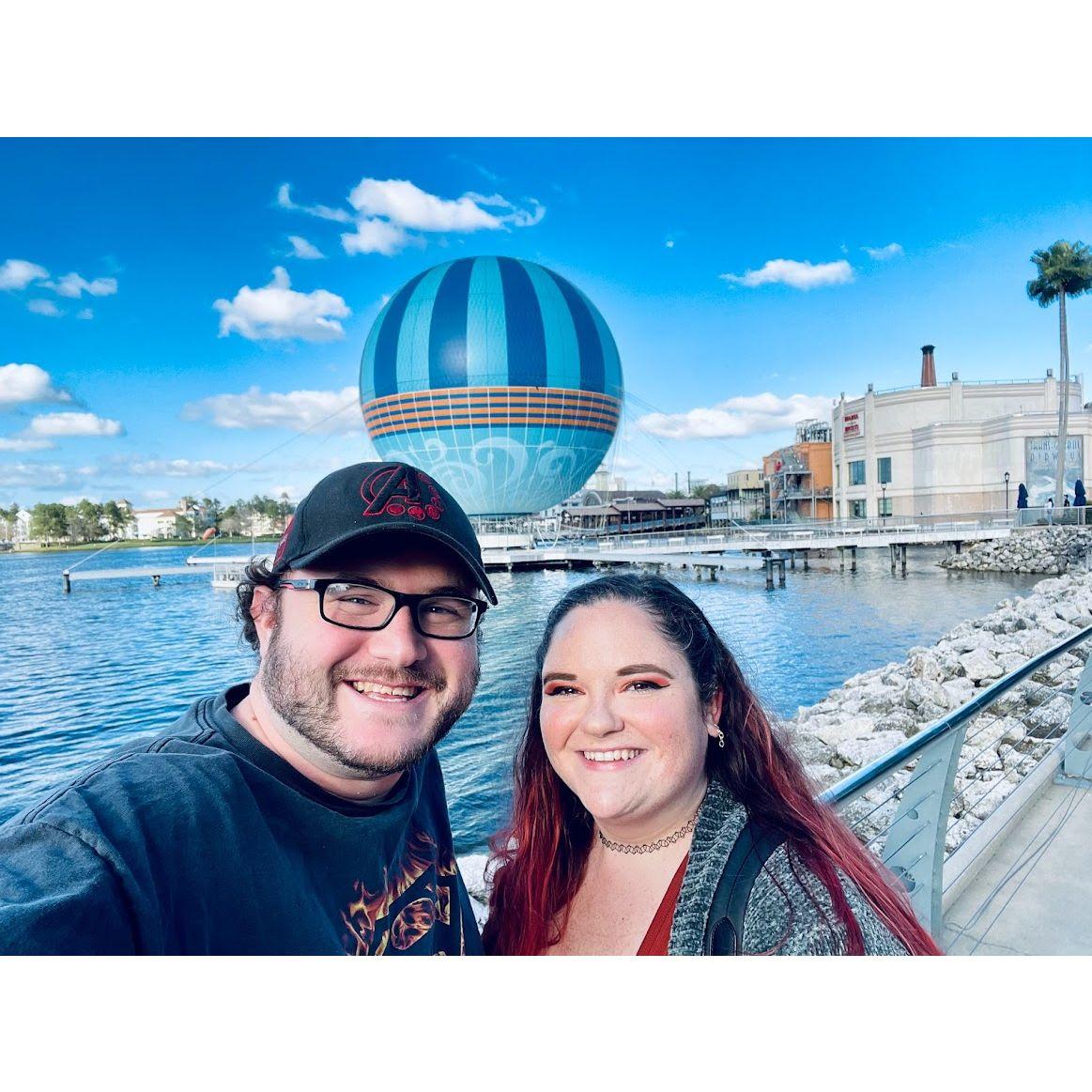 The picture we used to "hard launch" our relationship, a beautiful day at Disney Springs