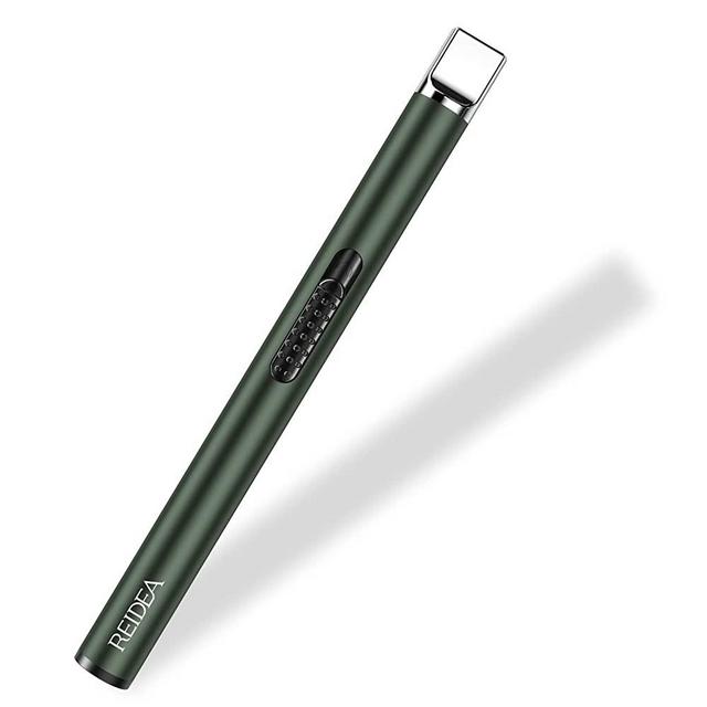 REIDEA Lighter S4 Electric Candle Lighter USB Rechargeable with Safety Switch, Flameless Portable Fast Heat Windproof Plasma Lighters, Perfect for Home Cooking BBQ Camping Fireworks, Pine Green
