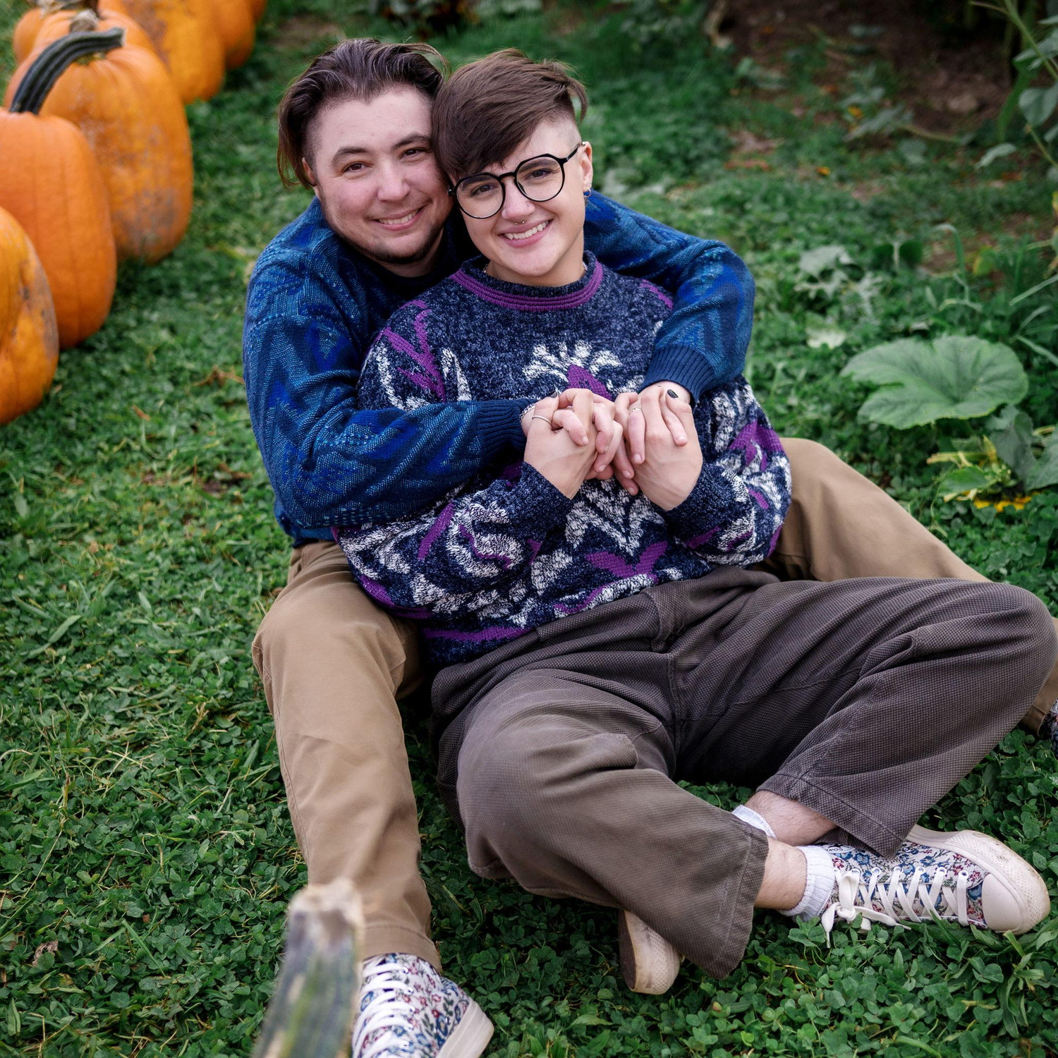 the picture is really about the pumpkins