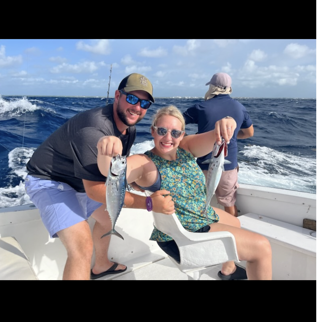Deep sea fishing in Cancun as an engaged couple! first time out of the country for Michael and Tori. August 2022