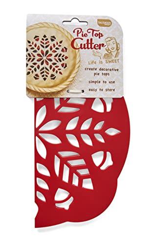 Talisman Designs Pie Top Cutter | Pie Crust Cutter | Pie Decorating Tools | Pie Pastry Baking Accessories | Stencil Crust Cutout | 10-Inch | Autumn Design | Red