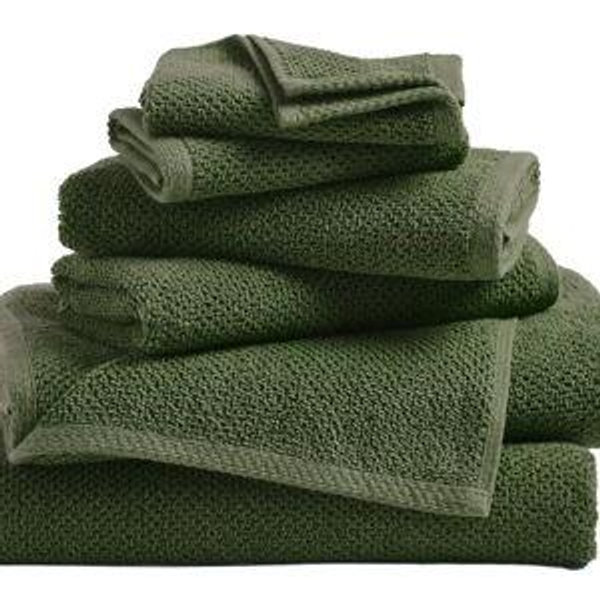 Cotton Quick Dry Loop Textured Bath Towel - Great Bay Home (Forest Green, 6-Piece Set)