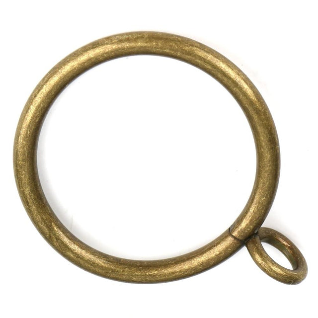 Antique Brass Curtain Rings with Eyelets for Up to 1.0-inch Curtain Rods (Set of 30 PCS Curtain Rings)