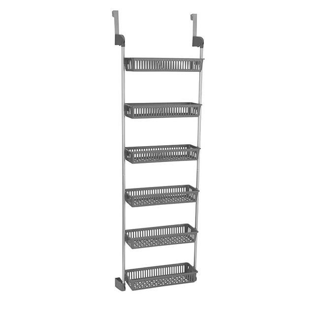 Household Essentials 2150-1 Over The Door Storage Shelves 6-Tier | Grey