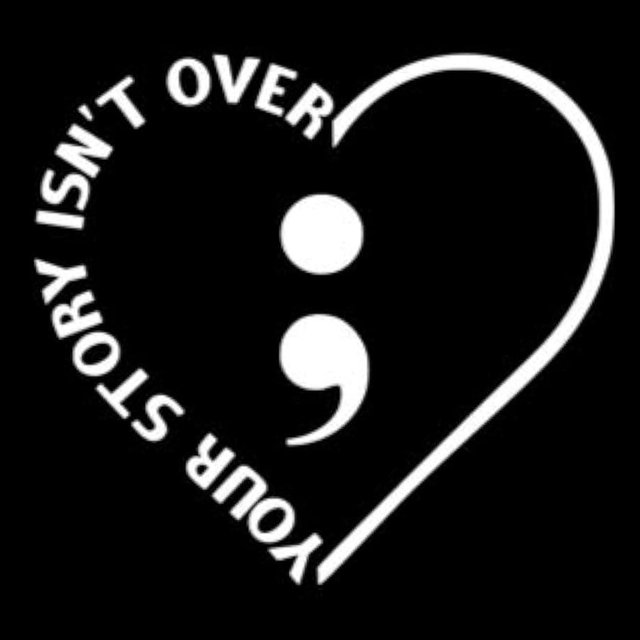Your Story Isn’t Over Yet Semicolon Heart Vinyl Decal | White | Made in USA by Foxtail Decals | for Car Windows, Tablets, Laptops, Water Bottles, etc. | 4.5 x 4.1 inch