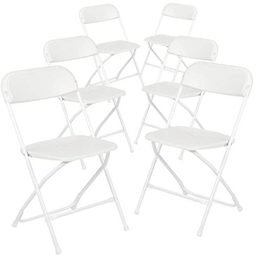 Flash Furniture HERCULES Series 650 lb. Capacity Premium Home and Event Plastic Folding Chair, White (6 Pack)