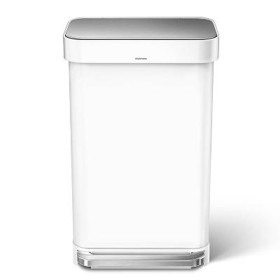 simplehuman 45 ltr Rectangular Step Trash Can White Steel
