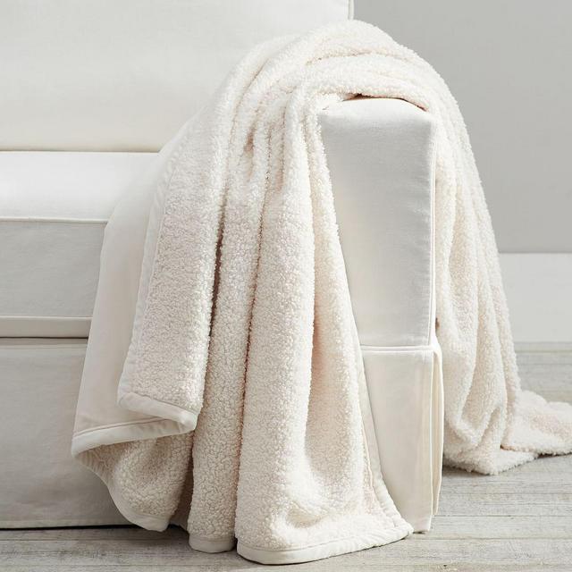 Cozy Teddy Faux Fur Throw, 60 x 80", Ivory