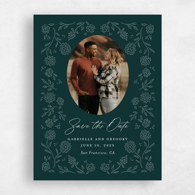 Dark Emerald, Green Wedding Save the Date - Clarian Photo