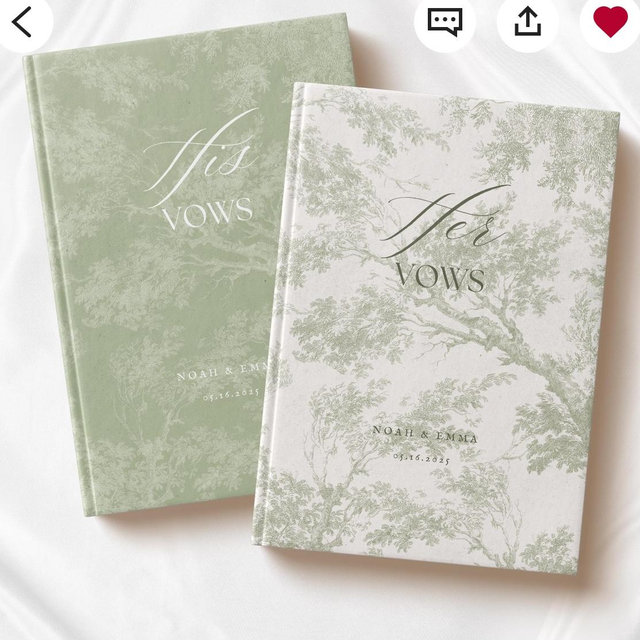 French Toile De Jouy Vow Books Custom His And Her Vow Books Elegant Wedding Keepsake Personalized Romantic Wedding Ceremony Gift