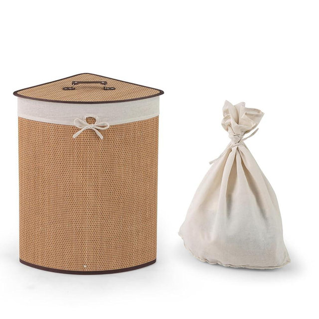 Julimoon Laundry Hamper with Lid, Bamboo Laundry Basket with Removable Liner and Handle, Clothes Basket for Laundry Organize, Clothes Storage Bin for Bedroom, Laundry, Living Room