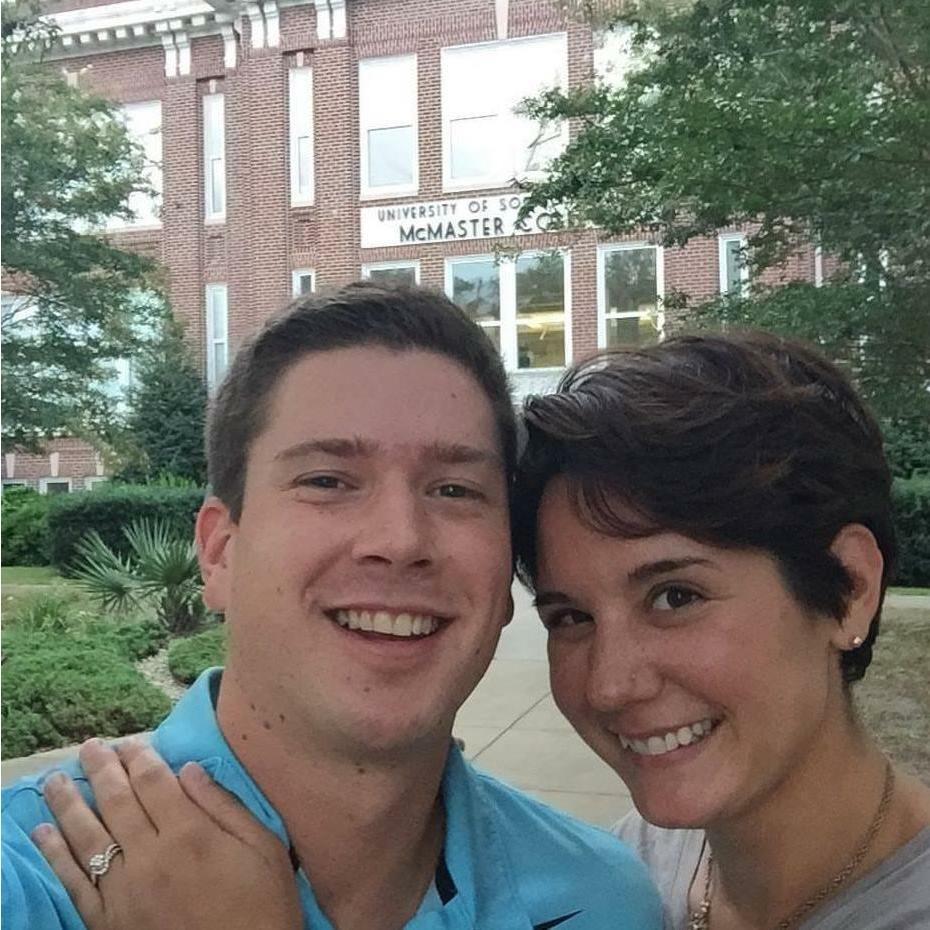 We snapped this right after he popped the question. We met in an art history class in this building. Four years later, during my first week of graduate courses, he asked me the very best of questions.