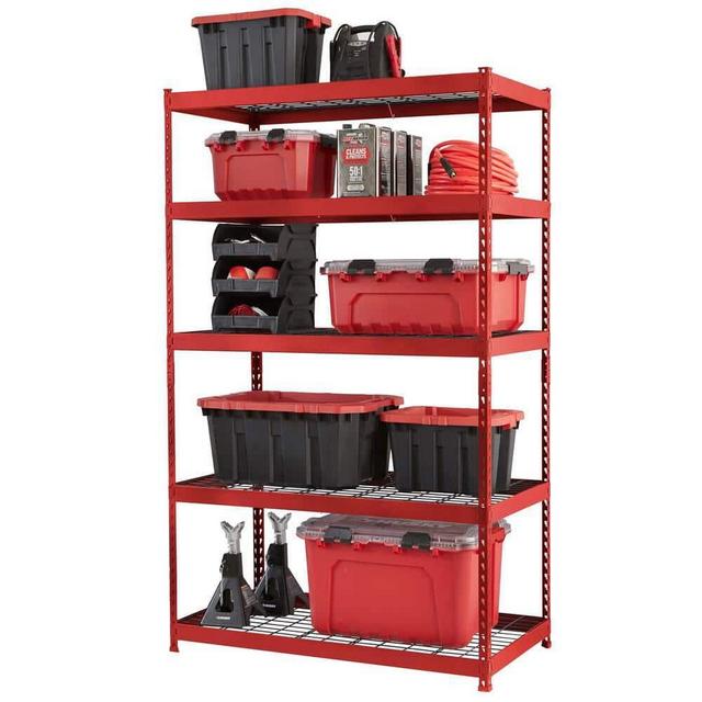 Husky 5-Tier Heavy Duty Boltless Steel Garage Storage Shelving Unit in Red (48 in. W x 78 in. H x 24 in. D) N2R482478W5R - The Home Depot