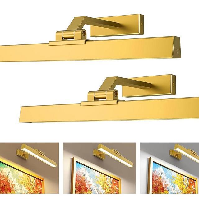 Picture Lights for Wall, Battery Operated Picture Light 16in Gallery Light for Paintings CCT Dimmable Recharging Battery Wall Light with Remote Control for Living Room Gallery Dartboard Art 2PCS