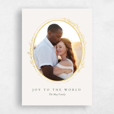 Beige Standard Holiday Card - Oliva Foil
