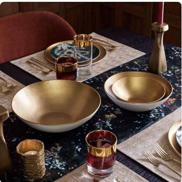 Pure Metallic Stoneware Serve Bowls (Set of 3)