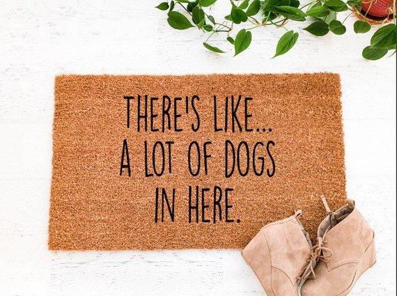 There's like, a lot of dogs in here, welcome mat, doormat, entry mat, entry rug, dog owner gift, for the home, under 50, homeowner gift