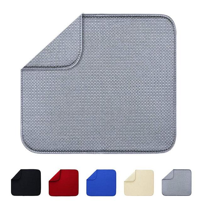 Dish Drying Mat Farmhouse Kitchen Decor Reversible Microfiber Fast Drying Absorbent Vegetable Drying Mat House Warming Gift Grey 16 X 18 Inch