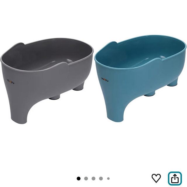 2PCS Vegetables Washing Basket Elephant Drainage Basket Fruit Basket for Draining Pasta Noodles Kitchen, PP Material, 22x14x10cm (Blue & Gray)