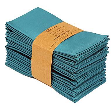 Ruvanti Kitchen Cloth Napkins 12 Pack (18"X18"),Dinner Napkins Soft & Comfortable Reusable Turquoise Napkins -Durable Linen Napkins - Perfect Table Napkins/Teal Napkins for Family Dinners, Weddings.