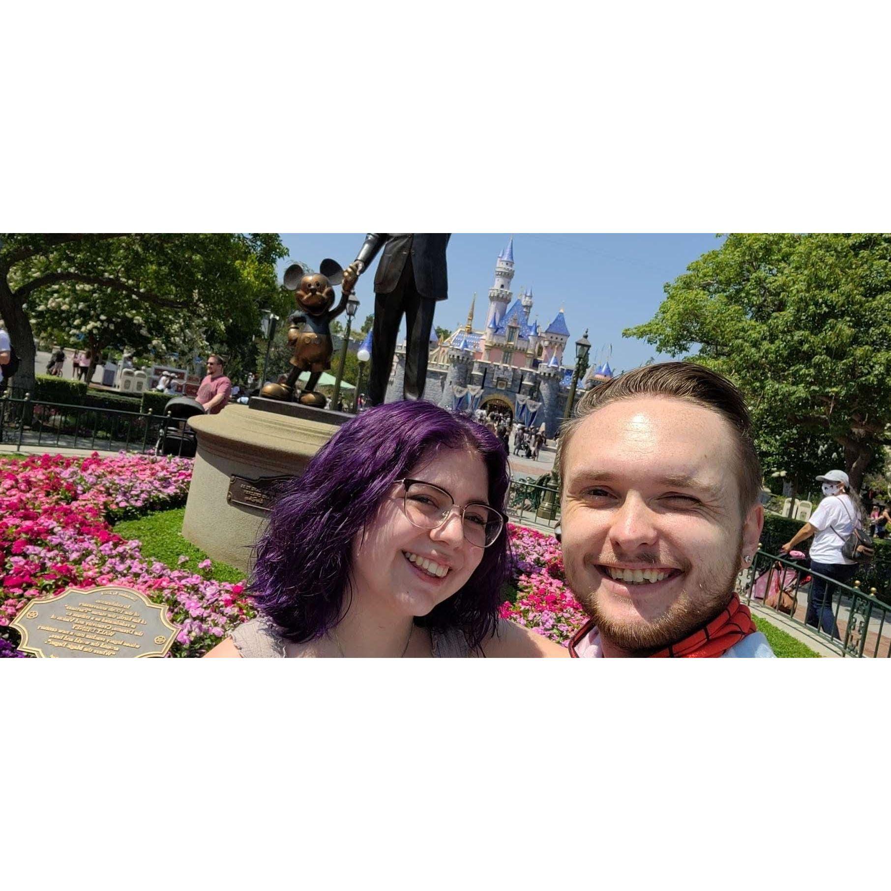 Our first big trip together, an impromptu trip to Disneyland after it reopened