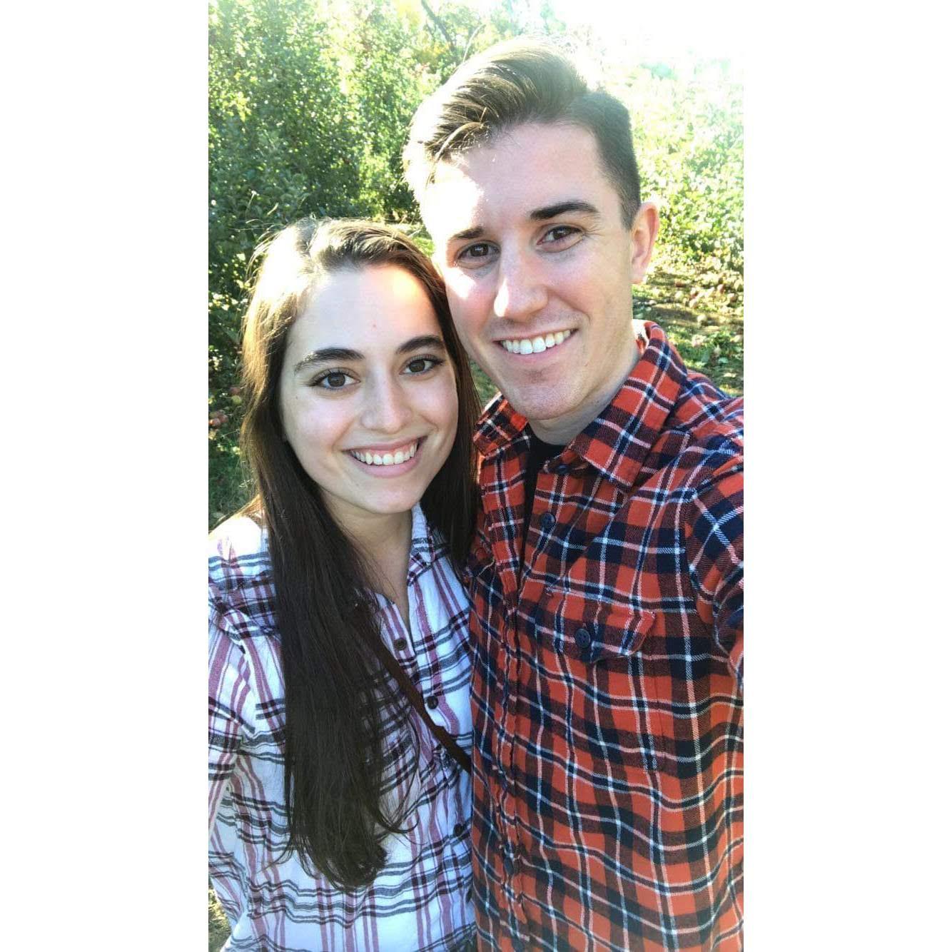 Our first selfie while apple picking in November 2018