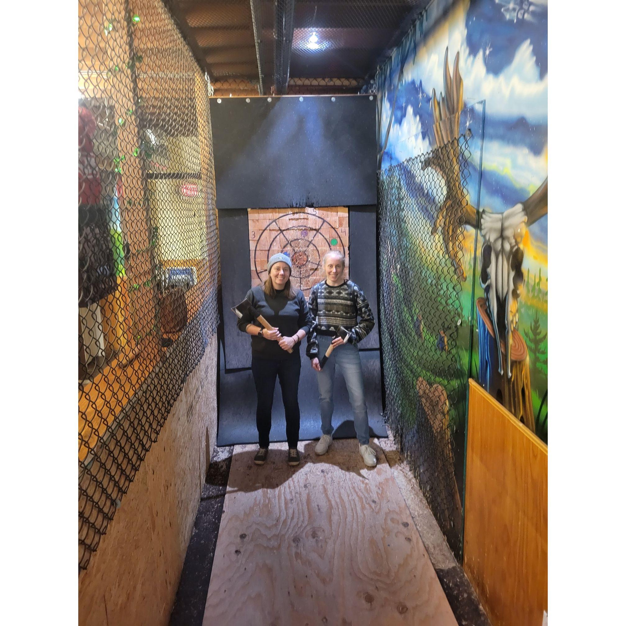 Awkward first date photo at Celtic Axe Throwing