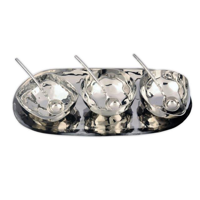 INOX Artisans Hammered Urban 7-Piece Condiment Serving Set