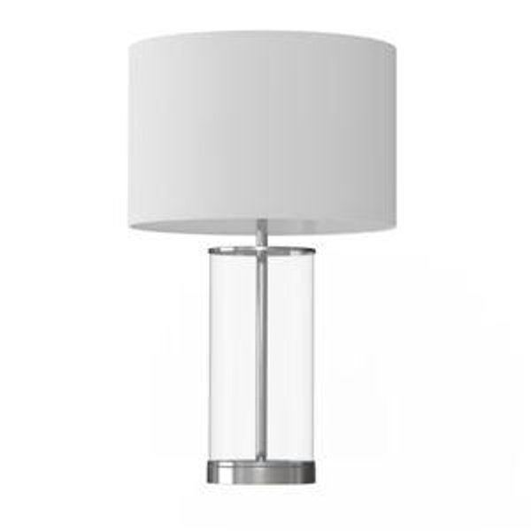 allen + roth 24-in Brushed Nickel On/Off switch Table Lamp with Linen Shade