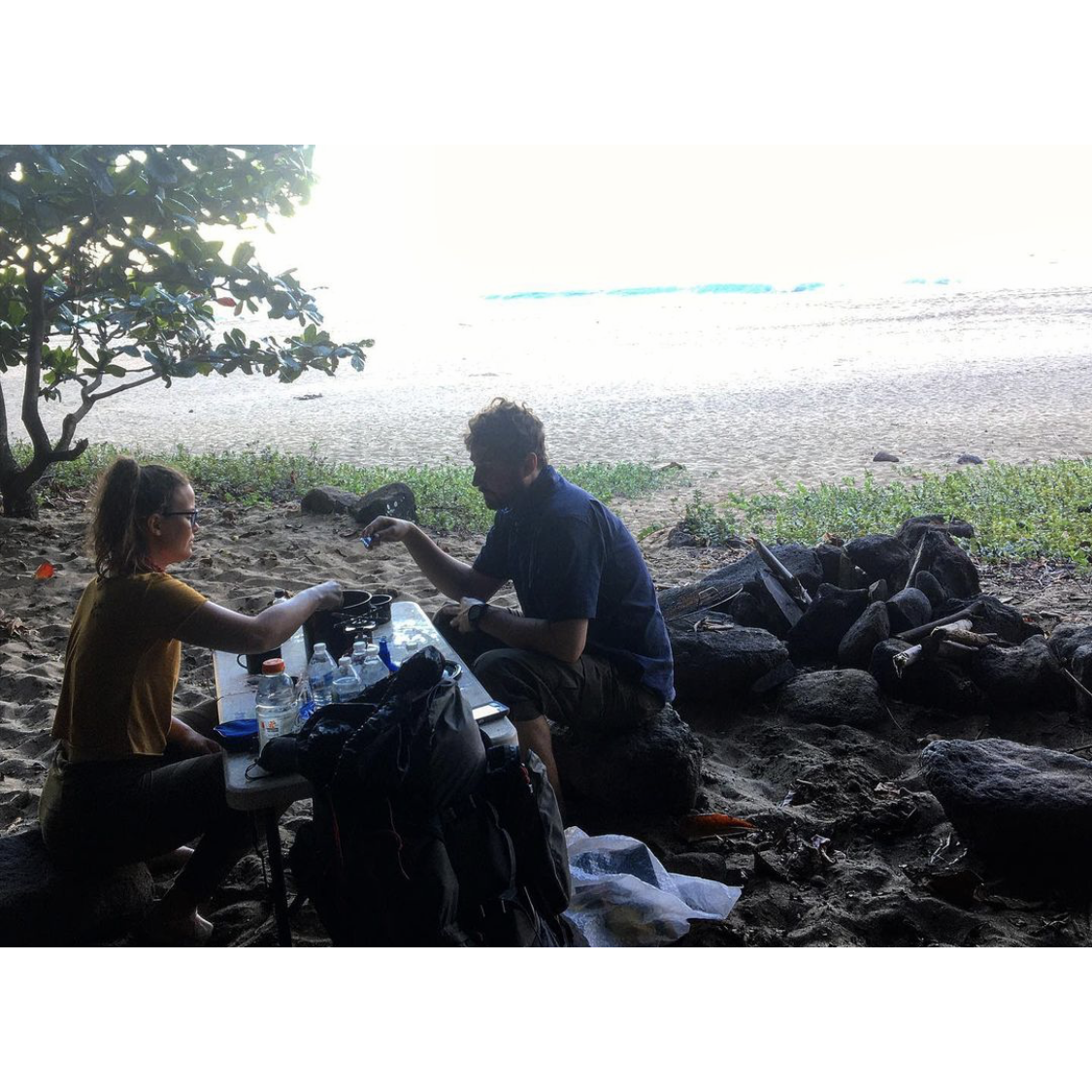 And cooked breakfast on the beach.