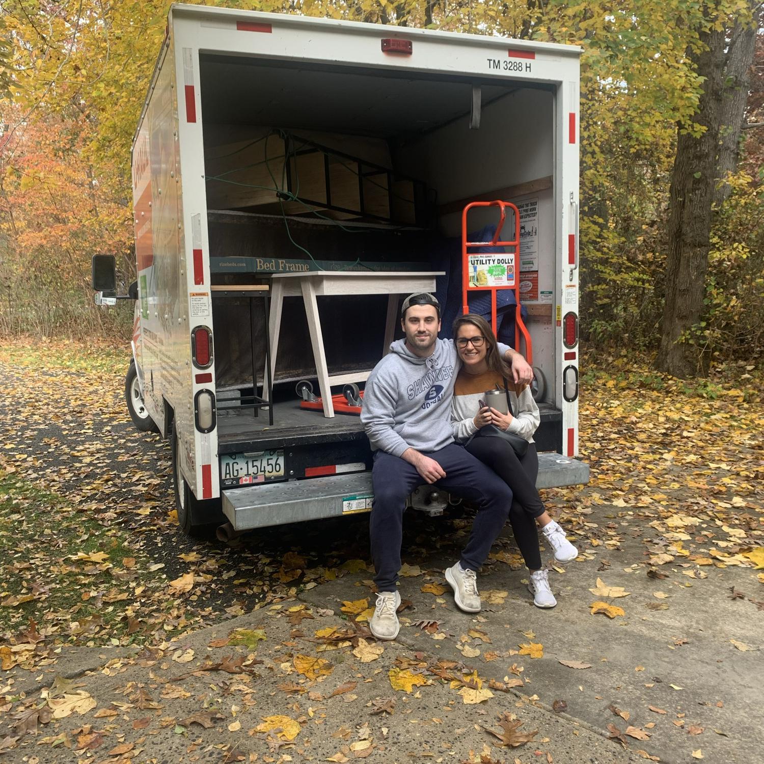 First apartment together— moving out of Mills Brook Lane.