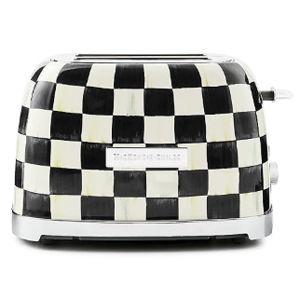 MACKENZIE-CHILDS 2-Slice Toaster, Decorative Toaster for Kitchen, Black-and-White Courtly Check