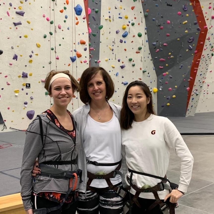 The first time that Tonya's mom and sister met Justin! He had assisted in belaying as we all climbed together.