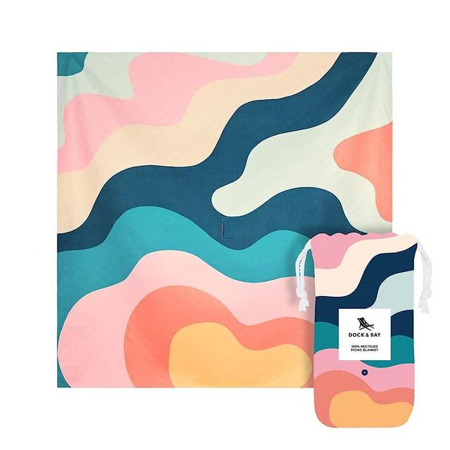 Dock & Bay Picnic Blanket - Quick Dry & Water Resistant - 100% Recycled Materials - Extra Large (94x66) - Stripes Go Wild - Get Wavy