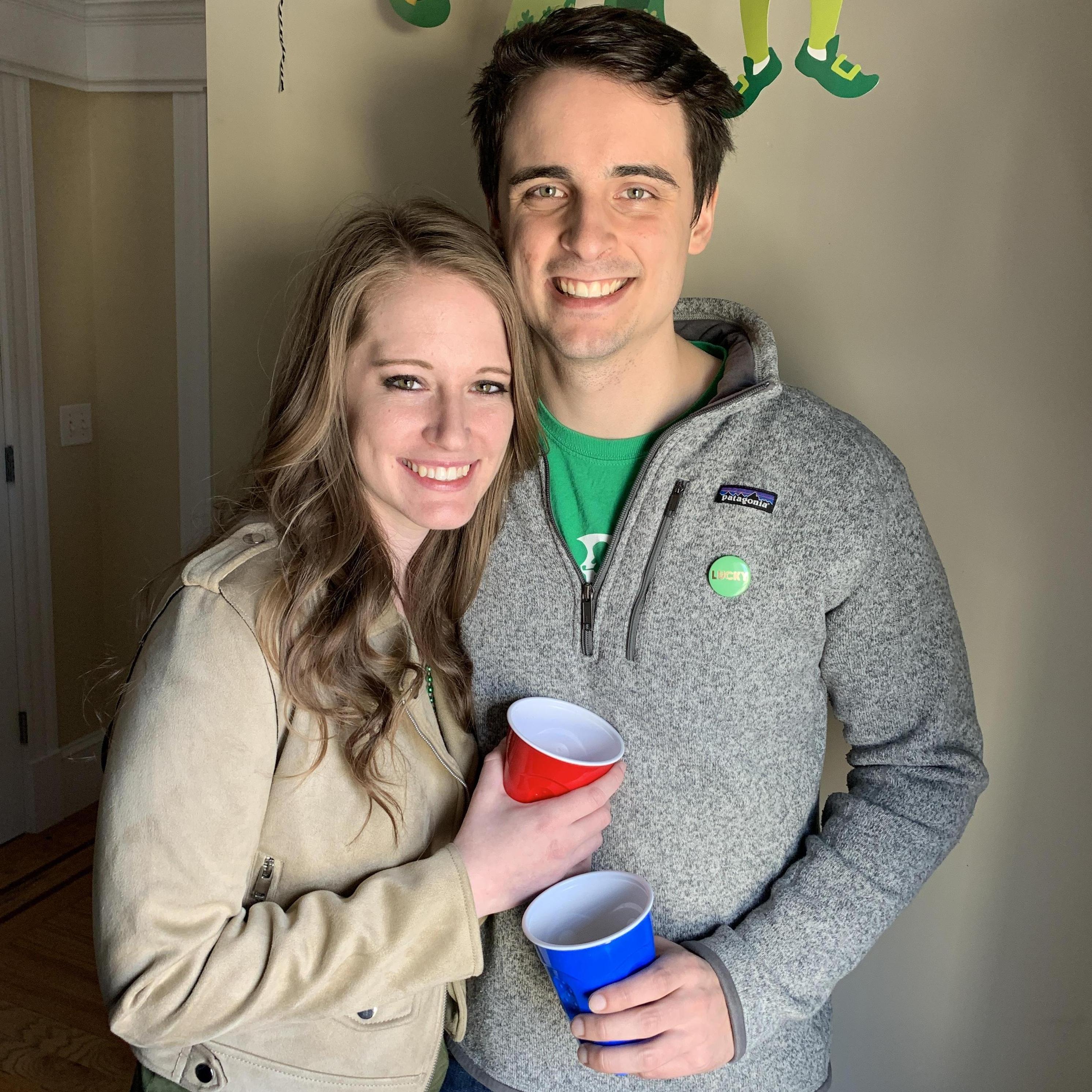 Enjoying our friends' annual St. Patrick's Day party in South Boston