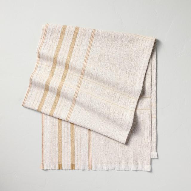 20"x90" Offset Plaid Woven Table Runner Light Tan/Blush - Hearth & Hand™ with Magnolia