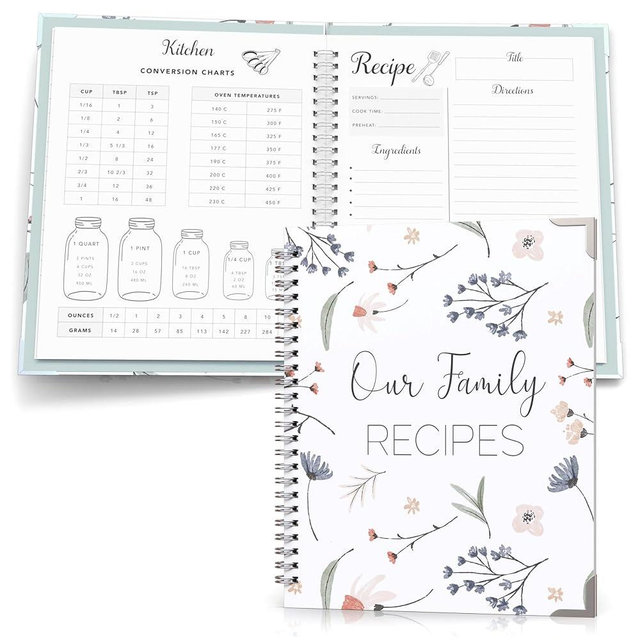 Blank Recipe Book To Write In Your Own Recipes - Family Recipe Journal to Create Your Own Cookbook - 100 Page Empty Spiral Recipe Notebook - Hardcover, Thick Paper DIY Cooking Book & Recipe Keeper