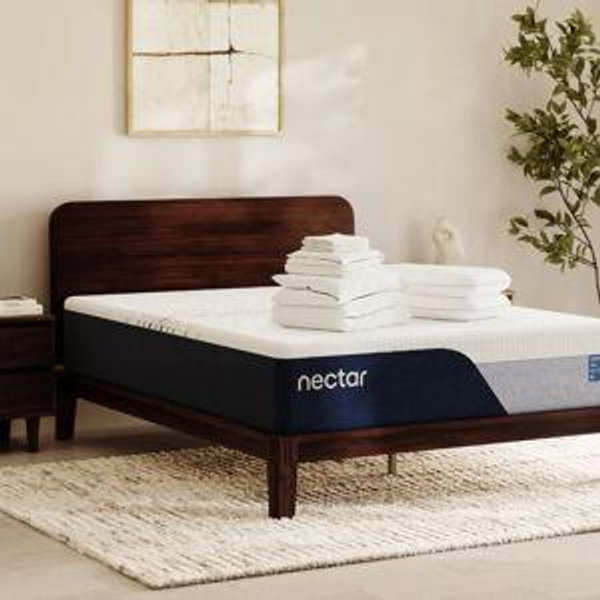 WALNUT Bed Frame & Mattress Set bundle