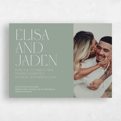 Sage, Green Wedding Invitation - Garnet Landscape