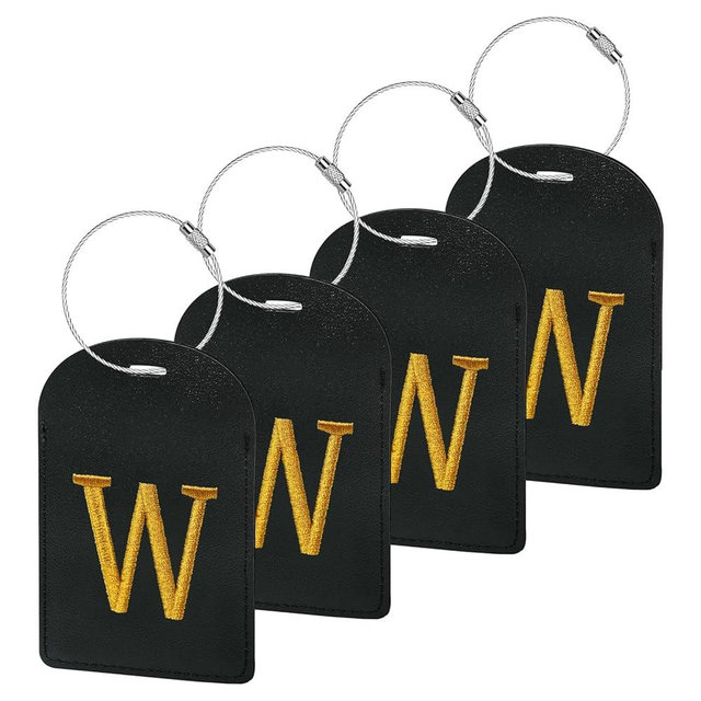 Gloppie 4 Pack Initial Luggage Tags TSA Approved Embroidered Monogrammed Letter Luggage Tag for Suitcases W