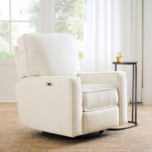 PB Comfort Square Arm Upholstered Power Swivel Glider Recliner