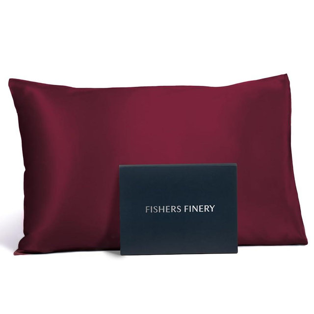 Fishers Finery 25mm 100% Pure Mulberry Silk Pillowcase, Good Housekeeping Winner (Red, Queen)