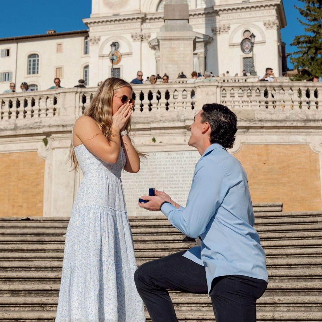 Engaged! At the Spanish Steps in Rome, Italy on April 3rd, 2025!