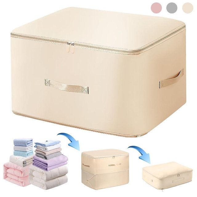 Ultra Space Saving Self Compression Organizer,Storage Bags,Heavy Duty Moving Bags,Storage Tote for Space Saving, Self Compression Moving Organizer Bags for Comforters,Clothes, Blankets (Khaki, XL)
