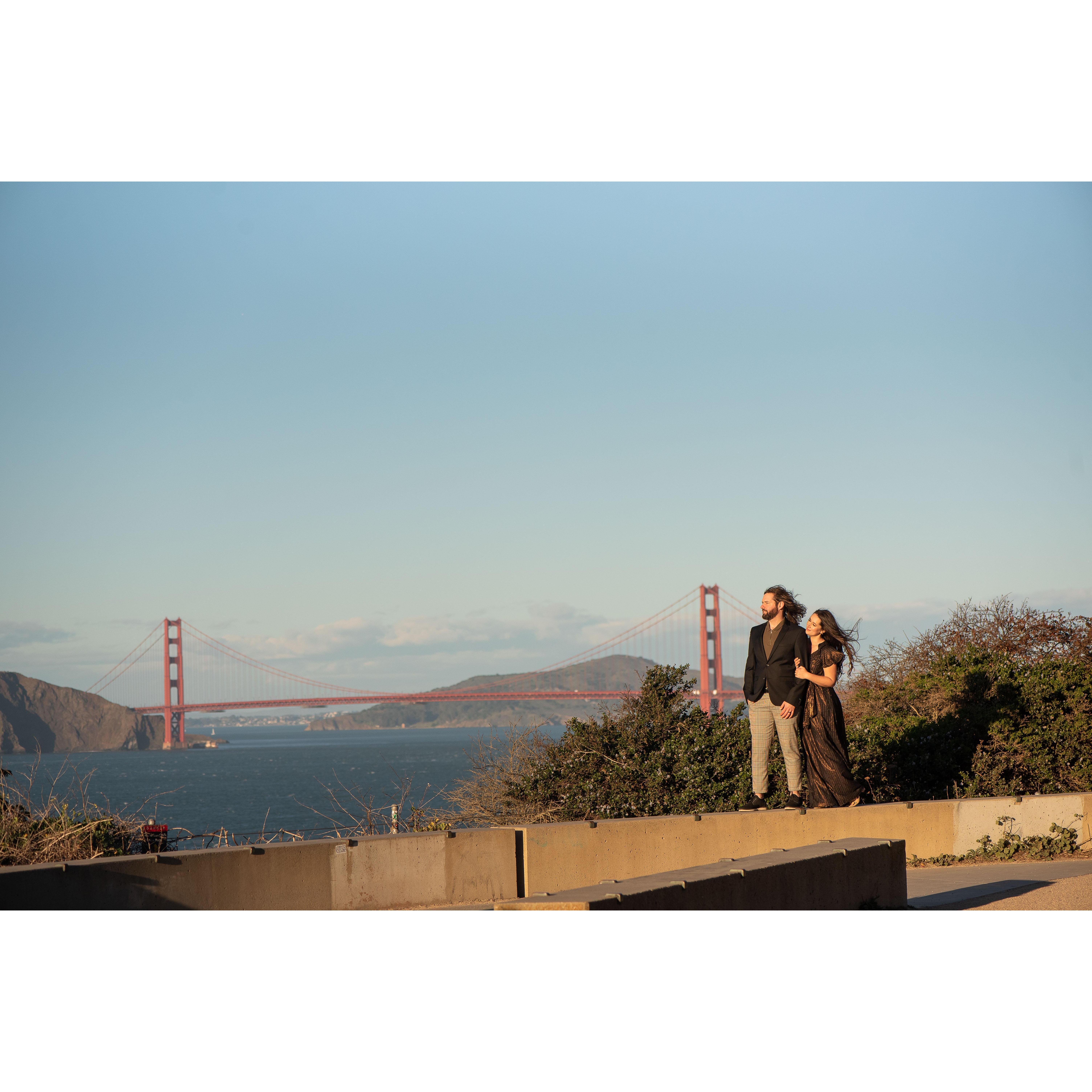 Engagement photos taken at Lands End Lookout in San Francisco.